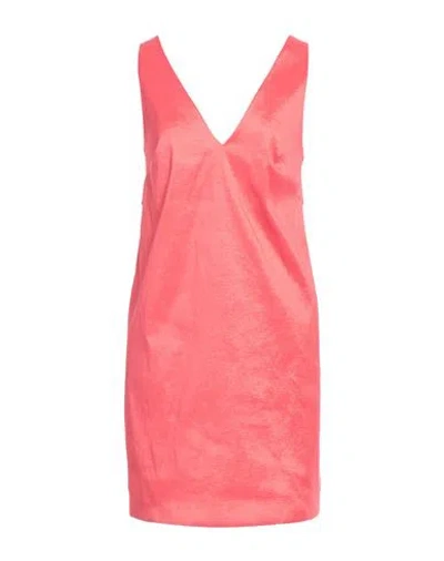 Hanita Woman Mini Dress Coral Size M Polyester, Nylon, Elastane In Red