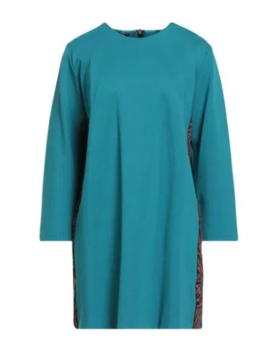 Hanita Woman Mini Dress Deep Teal Size Xl Viscose, Nylon, Elastane In Blue
