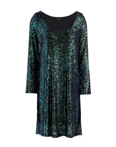 Hanita Woman Mini Dress Green Size S Viscose, Elastane In Multi