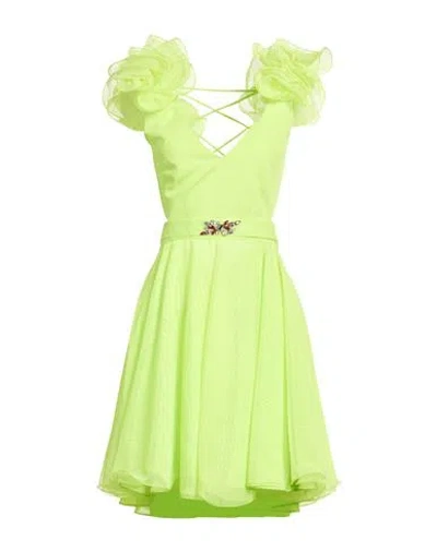 Hanita Woman Mini Dress Lime Green Size M Polyester