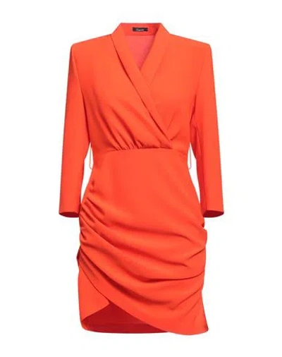 Hanita Woman Mini Dress Orange Size M Polyester, Elastane