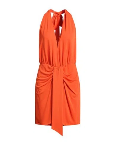Hanita Woman Mini Dress Orange Size M Polyester, Elastane In Green