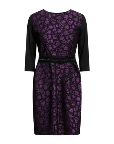 Hanita Woman Mini Dress Purple Size L Acrylic, Polyester, Nylon, Viscose, Elastane