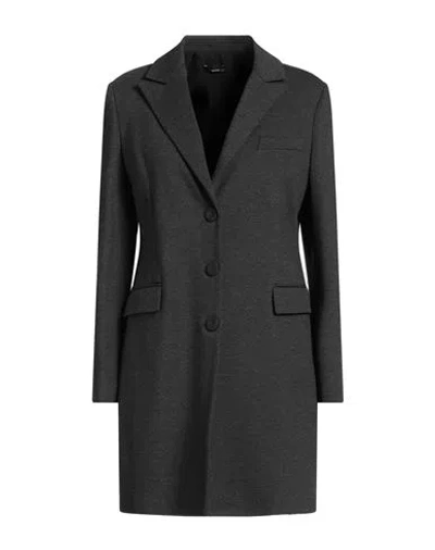 Hanita Woman Overcoat & Trench Coat Charcoal Size 8 Polyester, Elastane In Grey