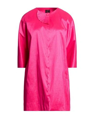 Hanita Woman Overcoat & Trench Coat Fuchsia Size 10 Polyester, Elastane In Pink
