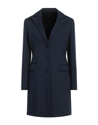 Hanita Woman Overcoat & Trench Coat Midnight Blue Size 10 Polyester, Elastane