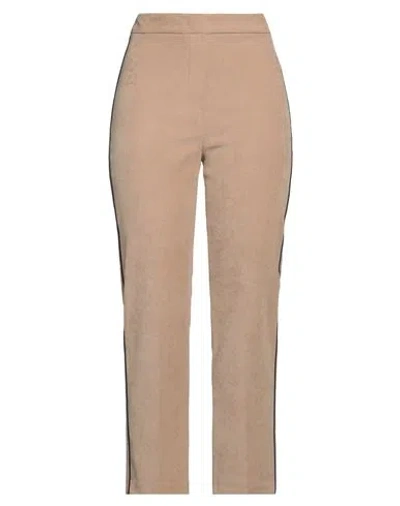 Hanita Woman Pants Beige Size 12 Polyester, Elastane In Neutral