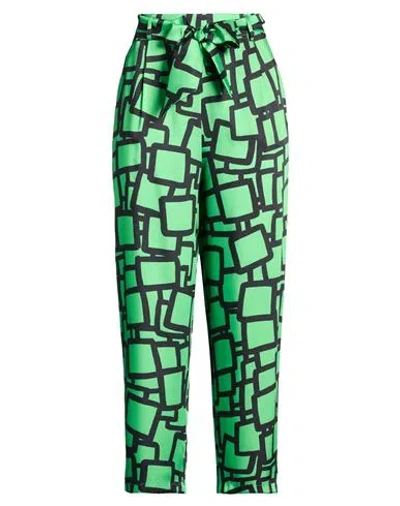Hanita Woman Pants Green Size 10 Acetate, Viscose