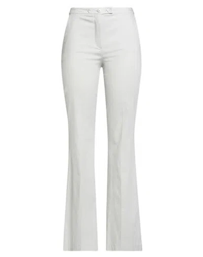 Hanita Woman Pants Light Grey Size 8 Polyester, Elastane In White