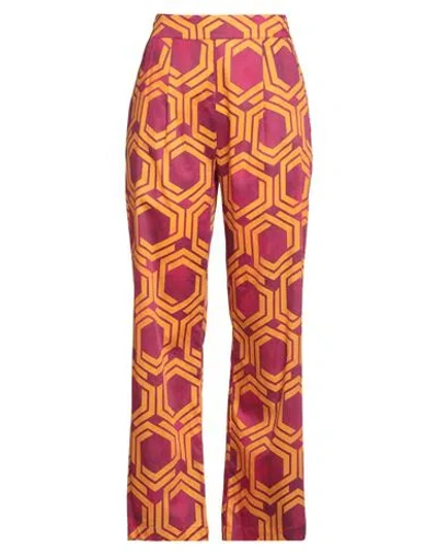 Hanita Woman Pants Magenta Size 10 Cotton In Multi