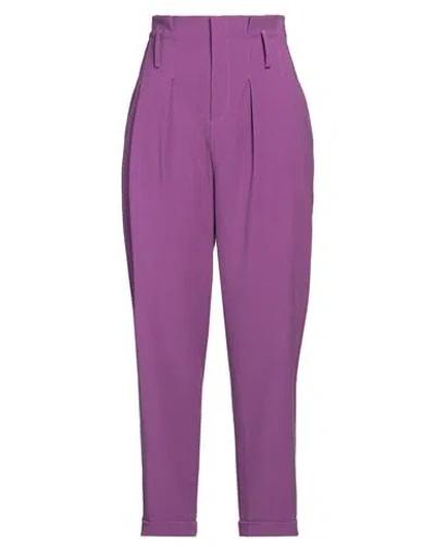 Hanita Woman Pants Mauve Size 14 Polyester, Elastane In Purple