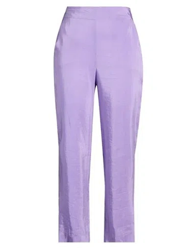 Hanita Woman Pants Purple Size 8 Viscose, Linen