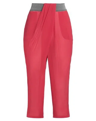 Hanita Woman Pants Red Size S Polyester, Viscose, Elastane