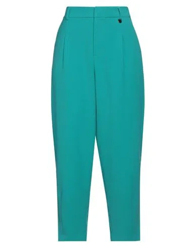 Hanita Woman Pants Turquoise Size 4 Polyester, Elastane In Blue