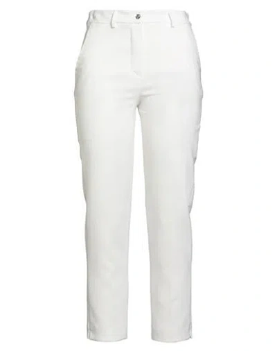 Hanita Woman Pants White Size 6 Polyester, Elastane In White