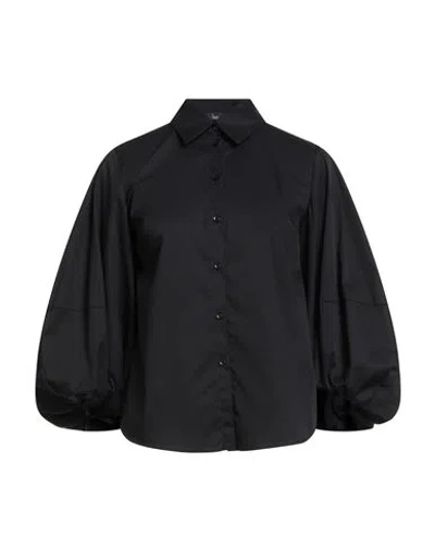 Hanita Woman Shirt Black Size L Cotton, Nylon, Elastane