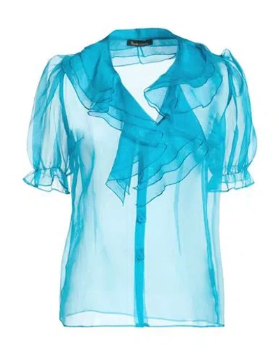 Hanita Woman Shirt Deep Teal Size L Silk In Blue
