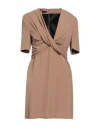 Hanita Woman Short Dress Camel Size S Polyester, Elastane In Beige