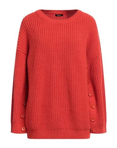 Hanita Woman Sweater Tomato Red Size M Acrylic, Wool, Viscose, Alpaca Wool In Tomato Red