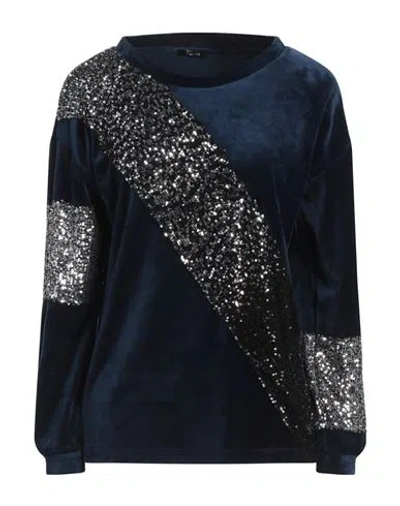 Hanita Woman Sweatshirt Midnight Blue Size Xs Polyester, Elastane