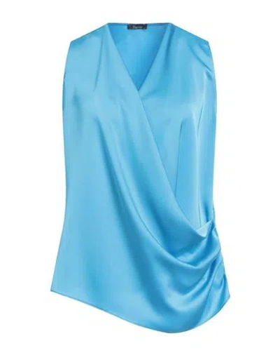 Hanita Woman Top Azure Size Xl Polyester In Sky Blue
