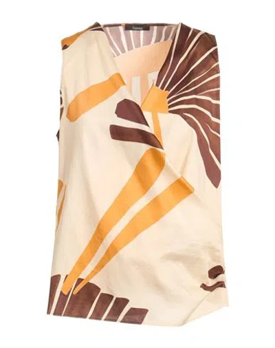 Hanita Woman Top Beige Size L Cotton In White