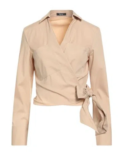 Hanita Woman Top Beige Size M Cotton, Nylon, Elastane In Neutral