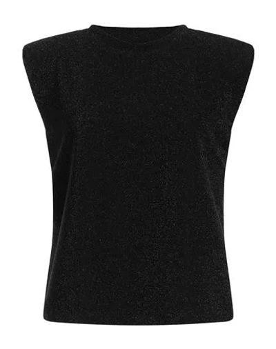 Hanita Woman Top Black Size L Polyester, Viscose, Nylon, Elastane