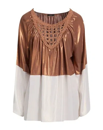 Hanita Woman Top Brown Size M Polyester In Multi