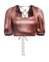 Hanita Woman Top Dark Brown Size S Polyester In Brown