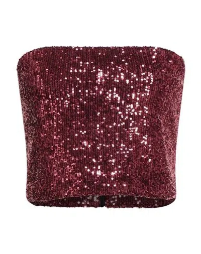 Hanita Woman Top Garnet Size M Polyester, Elastane, Viscose, Nylon In Red
