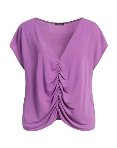 Hanita Woman Top Lilac Size L Polyester, Elastane In Purple