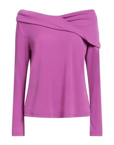 Hanita Woman Top Mauve Size M Polyester, Elastane In Purple