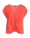 Hanita Woman Top Orange Size L Polyester, Elastane In Orange