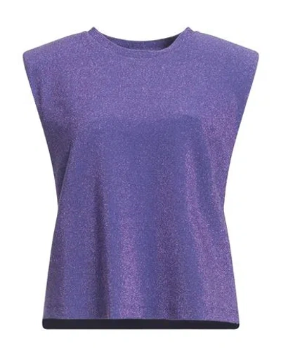 Hanita Woman Top Purple Size M Polyester, Viscose, Nylon, Elastane