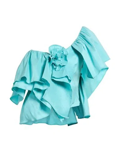 Hanita Woman Top Turquoise Size M Polyester, Nylon, Elastane In Blue