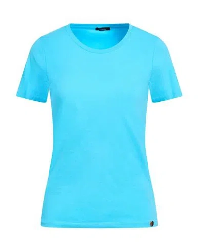 Hanita Woman T-shirt Azure Size L/xl Cotton, Elastane In Blue