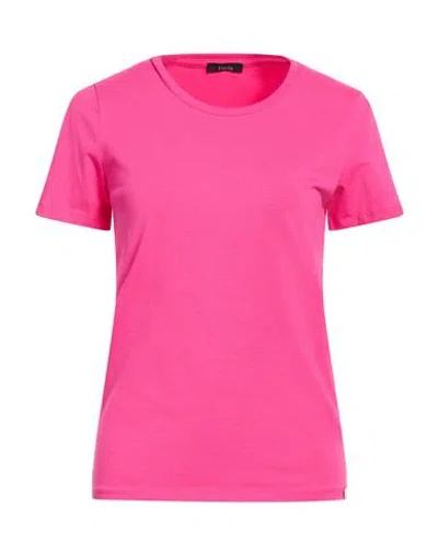 Hanita Woman T-shirt Fuchsia Size L/xl Cotton, Elastane In Pink
