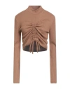 Hanita Woman Turtleneck Camel Size M Viscose, Polyester, Nylon, Elastane In Brown