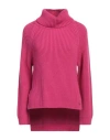 Hanita Woman Turtleneck Fuchsia Size S Wool, Acrylic In Pink