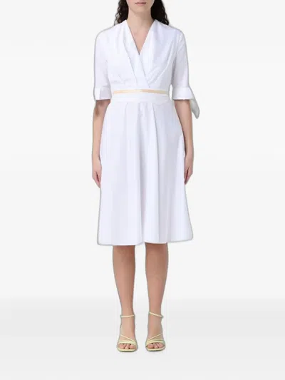 Hanita Wrap-style Tied-cuff Dress In White