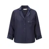 Hank & Hera Women's Blue Hera Pyjama Set - Long - Linen - Navy In Blue