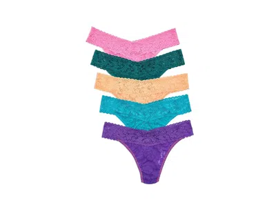 Hanky Panky Signature Lace Low Rise Thongs, Set Of 5 In Multi