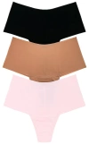 Hanky Panky 3 Hi-rise Thong In Taupe/black/bliss