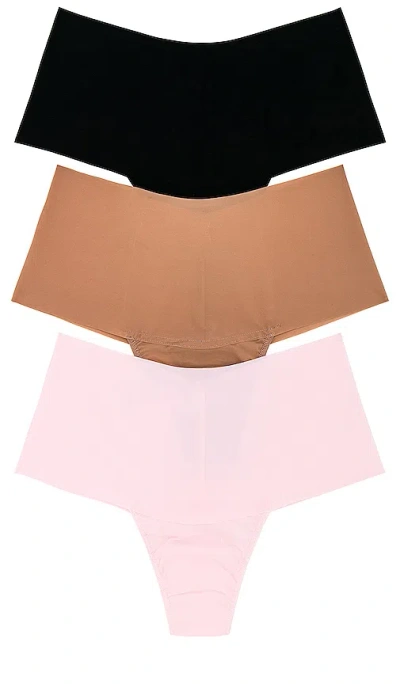 Hanky Panky 3 Hi-rise Thong In Taupe/black/bliss