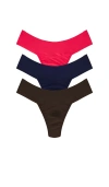 Hanky Panky 3 Natural Rise Thongs In Multi