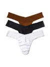 Hanky Panky 3 Pack Cotton Low Rise Thong Black Friday In Multi