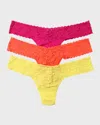HANKY PANKY 3-PACK LOW-RISE MULTIcolour LACE THONGS