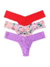 Hanky Panky 3 Pack Original Rise Thongs Buy Myself Flowers In Purple