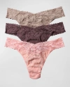 Hanky Panky Assorted 3-pack Low Rise Thongs In Taupe/ Dusk/ Rosewater Pink